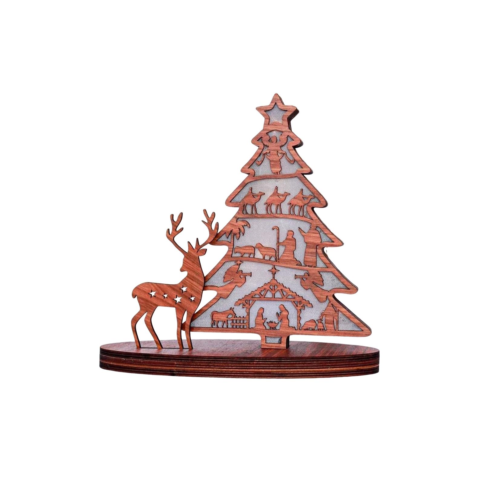 

Wooden Cross-Carved Hollowed-Out Luminous Home Decoration, Holiday Ornament, Desktop Ornament коричневый