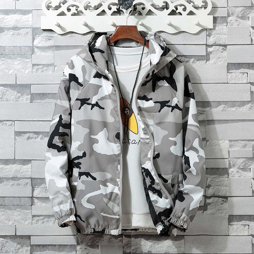 Mens  Winter Zip Camouflage Long Sleeve Pocket Sport Hoodies Jacket Coat