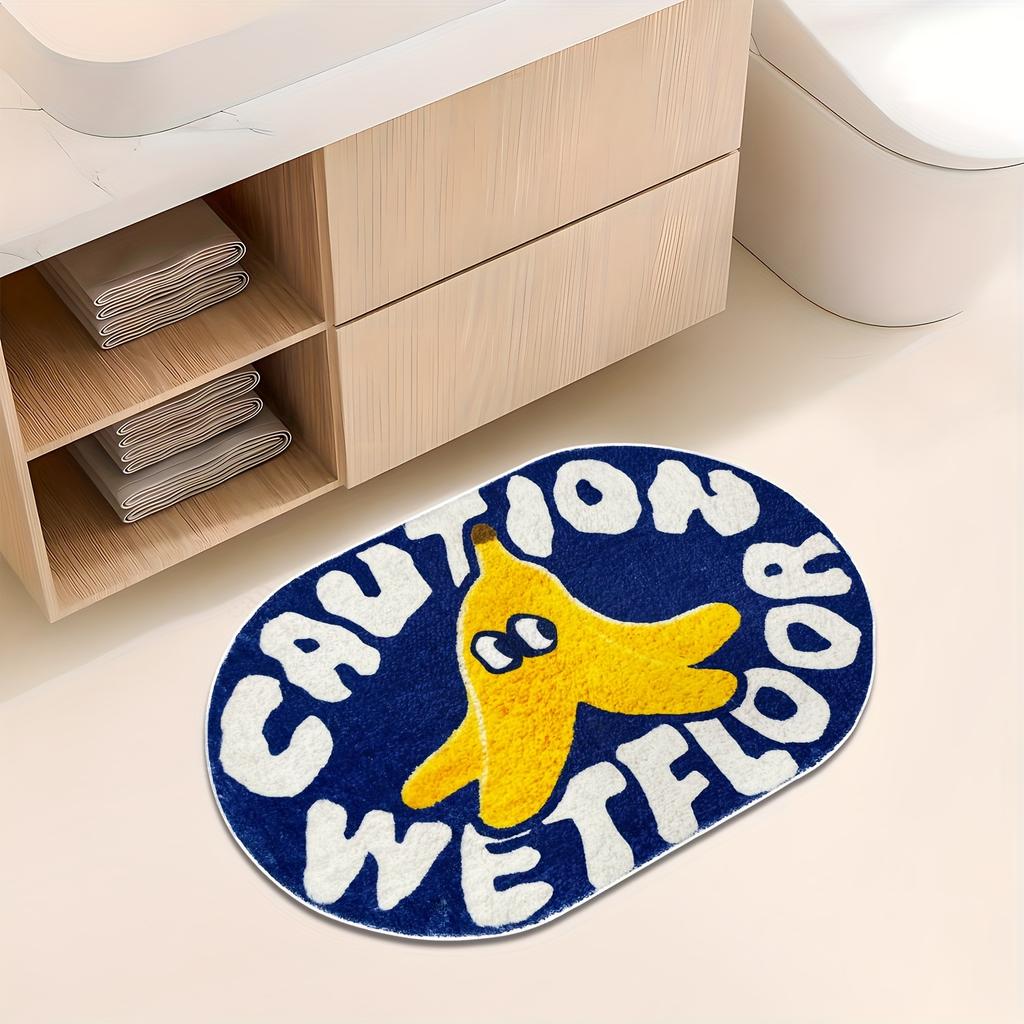 Cartoon Banana Bathroom Mat Non-Slip Absorbent Floor Rug for Bathroom Living Room Entrance