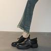 New Thick-soled Women's Shoes - One-piece Round-toe Retro Leather Shoes with Thick Heels, Single Sole Shoes