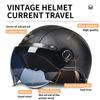AD Retro Motorcycle Helmets with Harley Visor Leather Helmet for Man Electric Motorbike Vintage Protected Motor Safety Cap