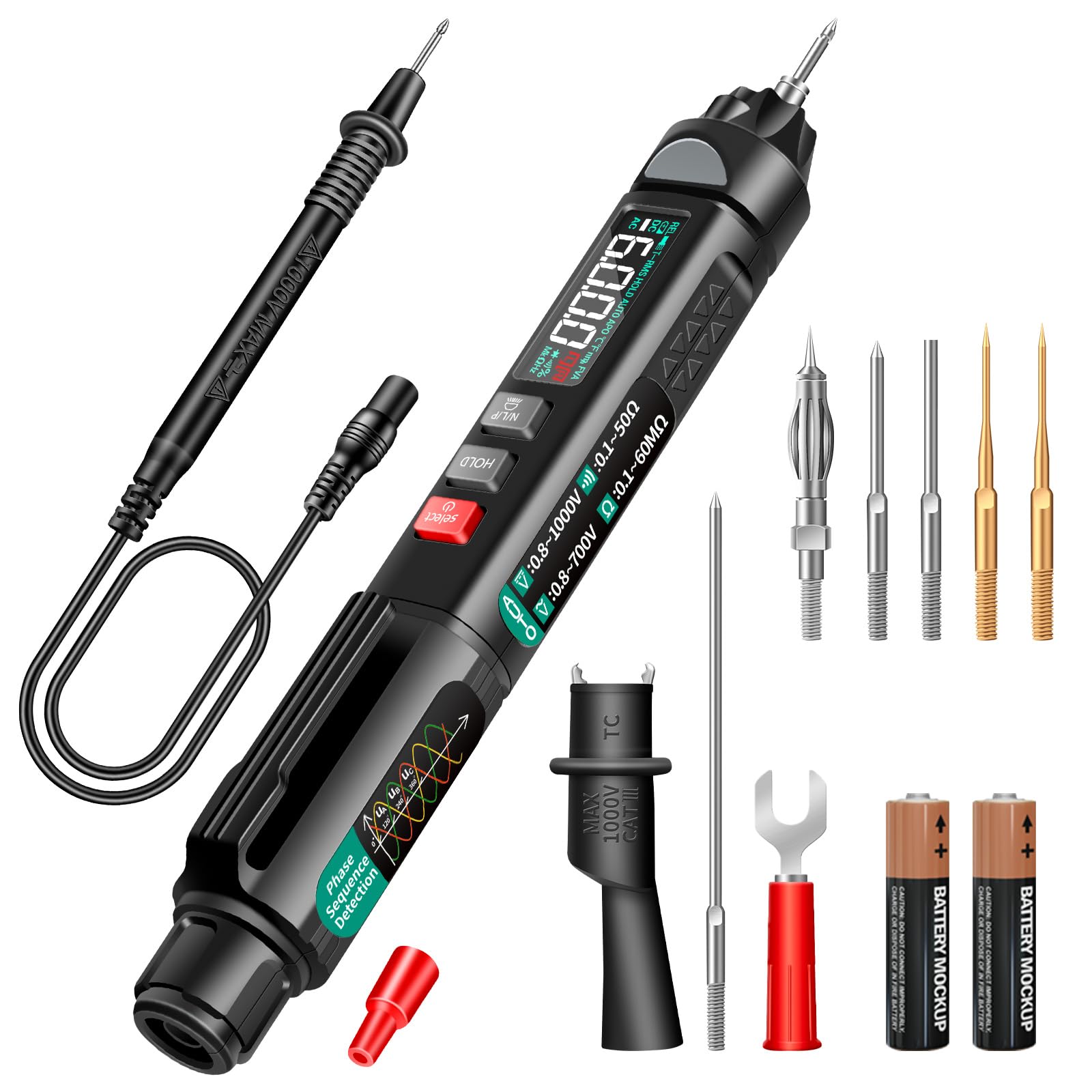 

ANENG Digital Voltage 6000 Count Intelligent Professional Current Voltmeter Sensor Pen Test for and Live Wire Pen-Type Multimeter, AC/DC Tester,