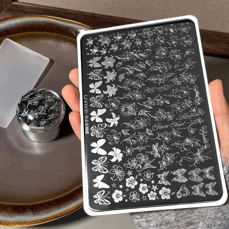 Clear Nail Art Silicone Stamp Erasable Reusable with Steel Transfer Plate Professional Manicure Tool for Beginners Artists