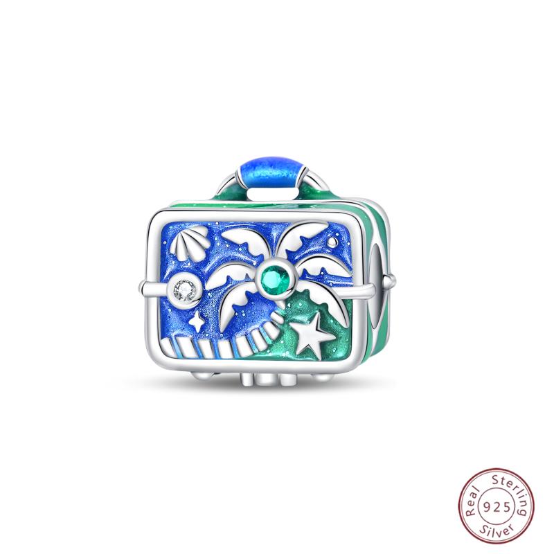 Copper Beaded Pendant Blue Zircon Ocean Penguin Crab Original 3Mm Bracelet Women Fine Jewelry