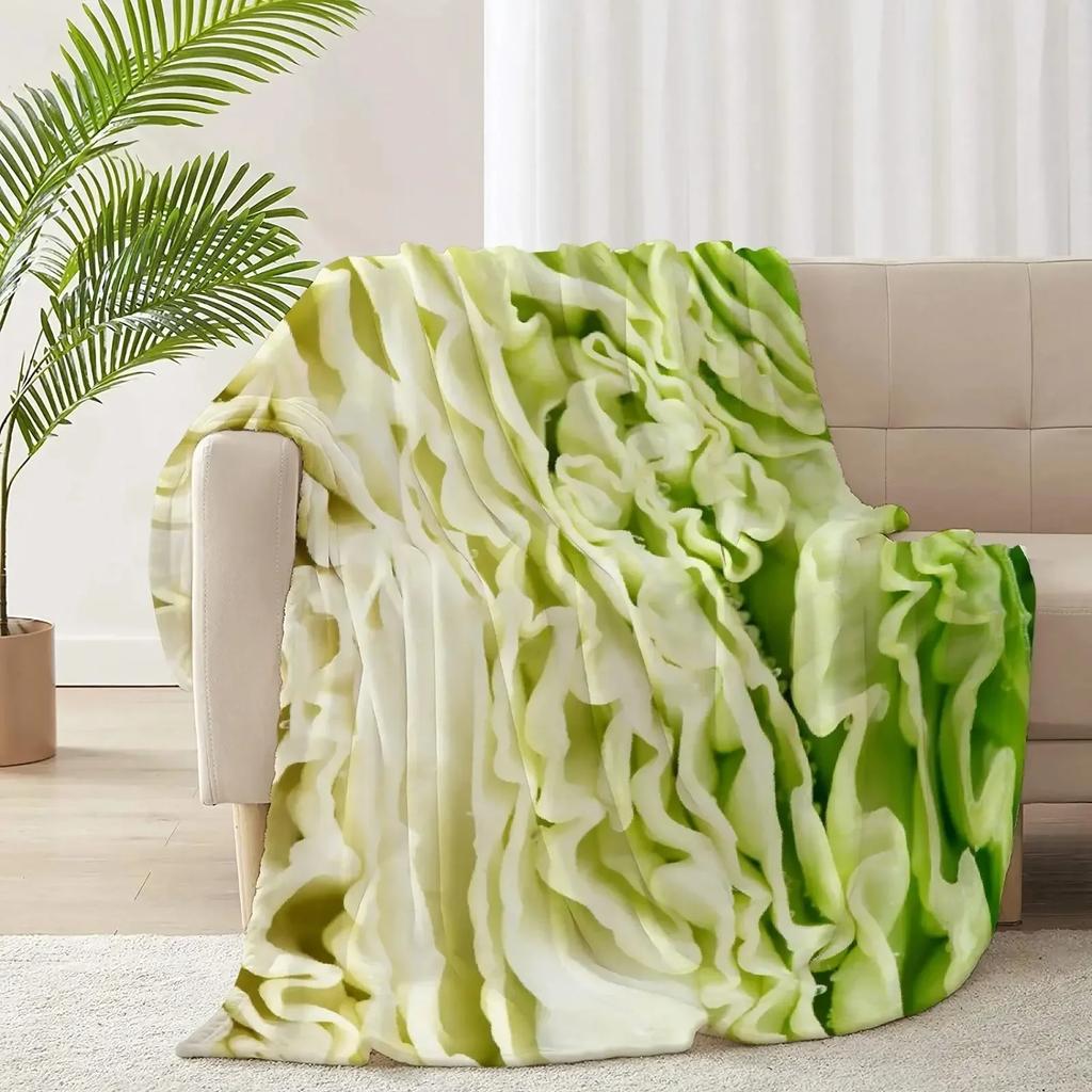 Food Vegetables Meat Pattern Flannel Throw Blanket for Sofa Couch Chair Bed Decor Lightweight Soft Warm Gifts for Teens and Kids