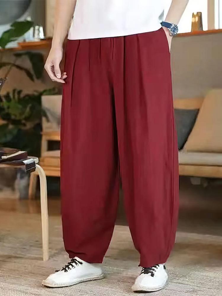 Baggy Pants Men Casual Wide Leg Oversize Jogger Trousers Vintage Drawstring Sport Sweatpants Male