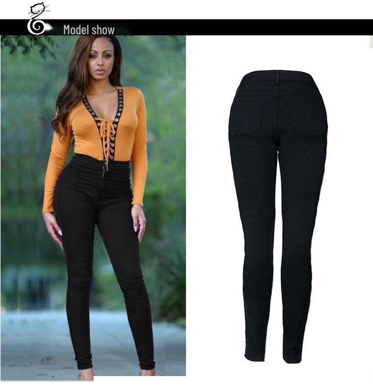 Dames Høytlivet Slim-Fit Elastisk Blyantjeans - Stilig 2019 Trend