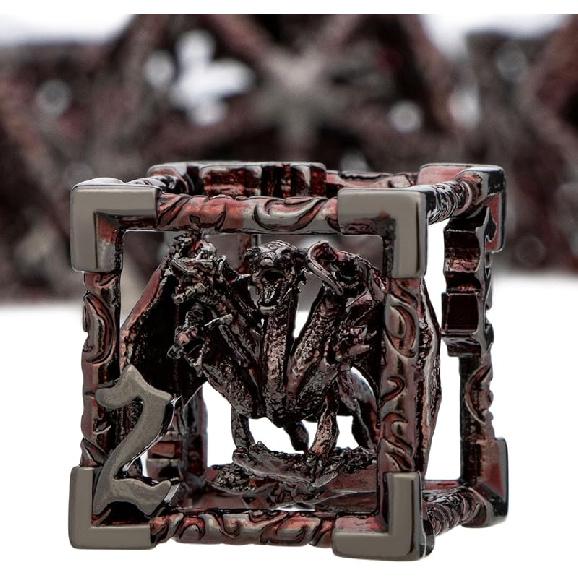 ARUOHHA Hollow DND Dice Set Copper Blue 5-Headed Dragon D and D Dice with Gift Box, Dungeons and Dragons Role Playing Games 7PCS Metal Polyhedral