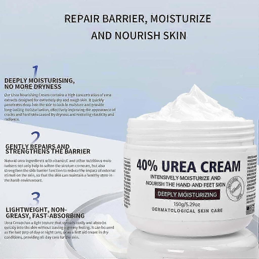 40% urea cream is suitable for feet, hands, elbows, legs and knees.