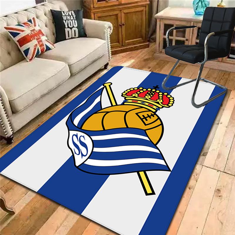 Real Sociedad Pattern Rug Floor Mat for Living Room or Bedroom Soft and Comfortable Carpet a Gift for Birthday and Holiday.
