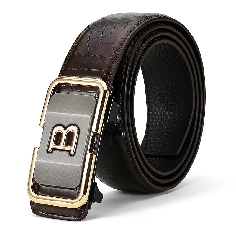 

[EnjoIt] belt mens belt crocodile pattern automatic buckle belt suit belt gentleman s belt Genuine cowhide men s big 110cm-125cm fashion leisure