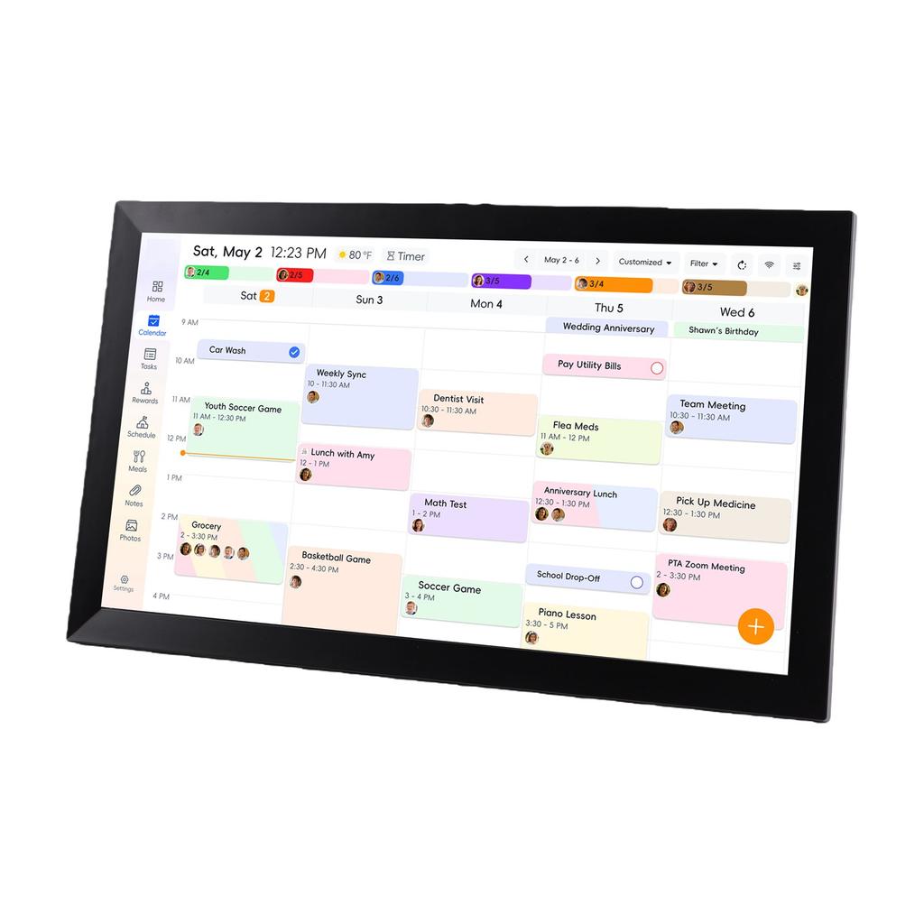21.5 Inch Smart Digital Calendar Wall Mounted Touch Screen 32GB Home Interactive Calendar Weather Reminder Photo Frame