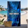 Asciugamano da Spiaggia Personalizzato Harley-Davidson, Stampa il Tuo Nome Testo Asciugamano Leggero Assorbente per Nuoto Viaggio
