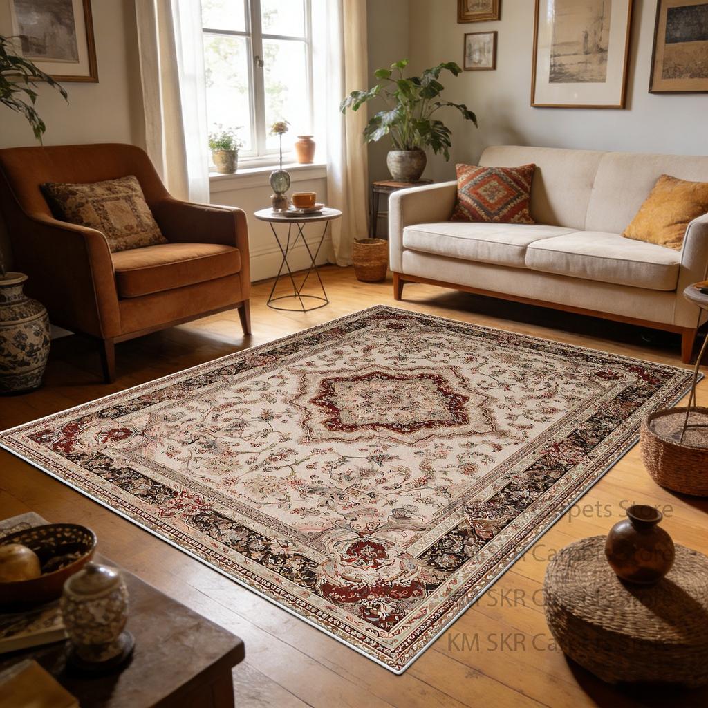 Persian Retro Luxury Living Room Carpet Washable Non-slip Decoration Bedroom Floor Mat Soft Fluffy Lounge Study Sofa Rug 200x300