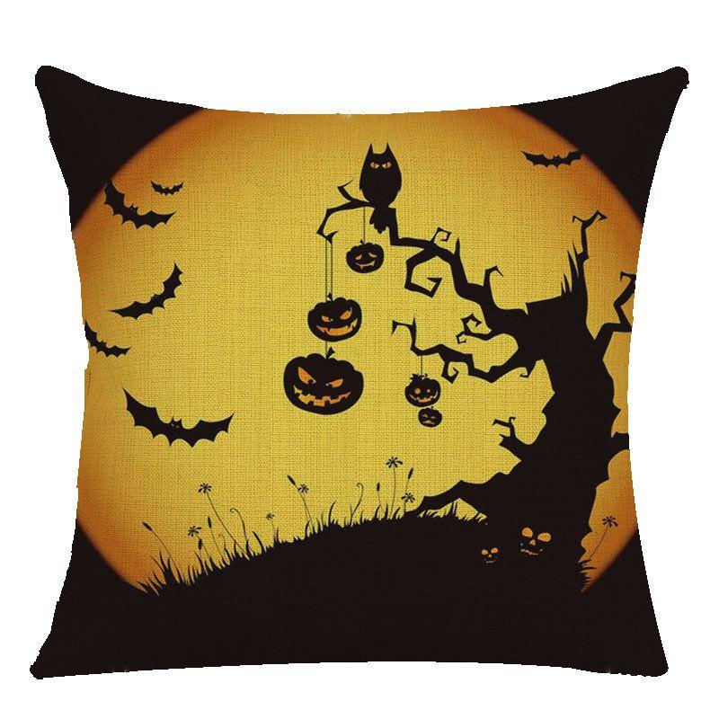Cotton Linen Halloween Sofa Decor Cushion Cover With Stylish Pumpkin Design