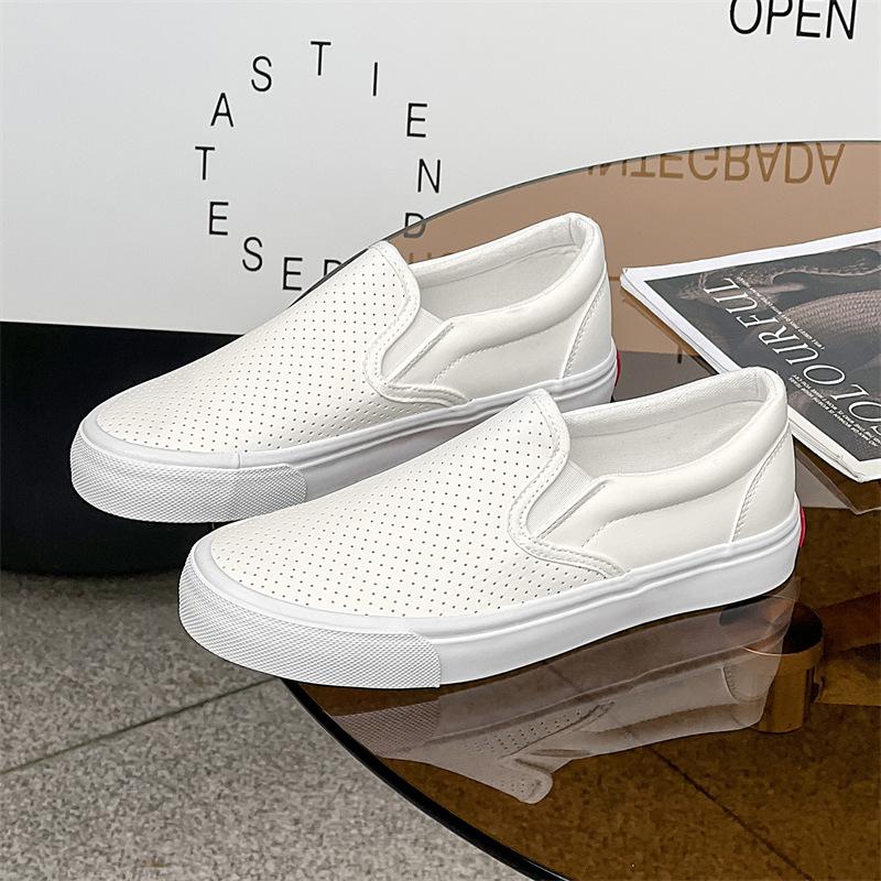 2025 Spring Mesh Breathable White Flat Shoes Women's Non Slip Sports Casual Shoes Lace-up Comfortable Slip On Vulcanized Shoes