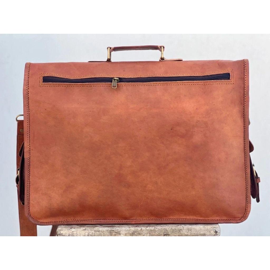 Men's Genuine Briefcase Vintage Leather Messenger Bag Shoulder Laptop Bag
