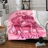 Custom Name Pink Panther Violin Flannel Blanket For Super Soft Cute Comfort Blanket For Travel Bedding Couch Sofa Blanket