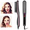 Negative Ionic Hair Straightener Comb, 2 in 1 Hair Straightener Brush and Curler, Electric Straightening Comb Heated Hair Brush