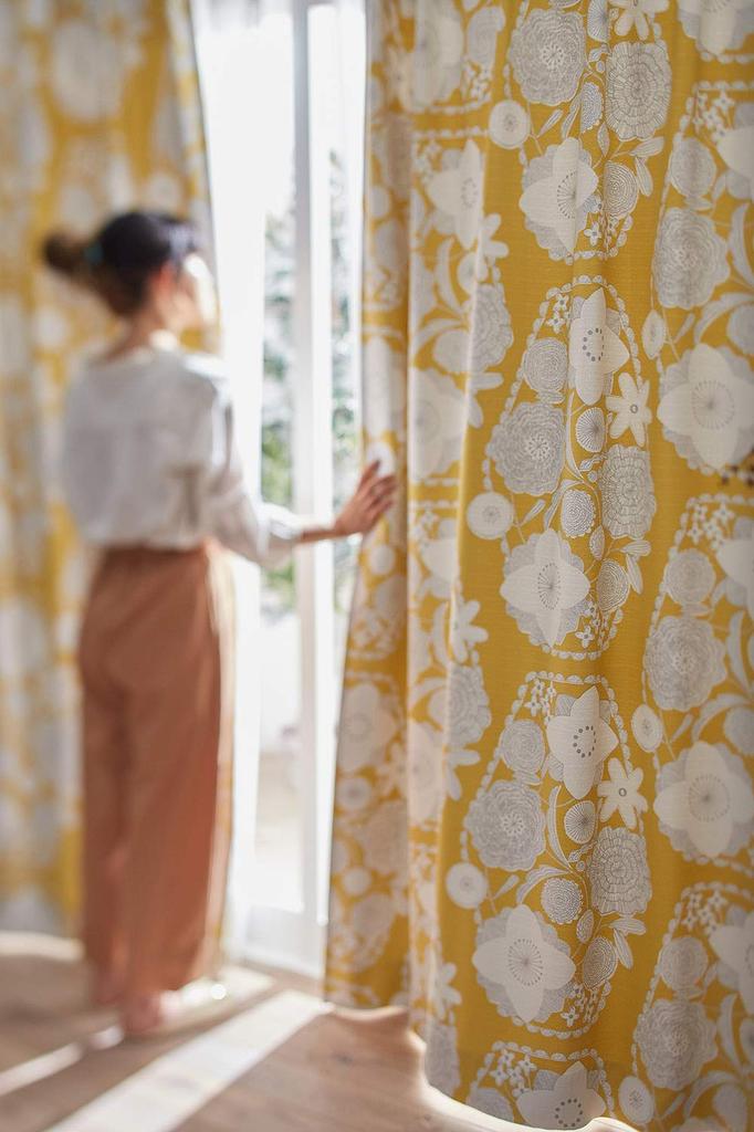 Suminoe Blackout 100 X 200 1 V1309 Curtains, Yellow, Cm, Ihana, Washable, Piece,