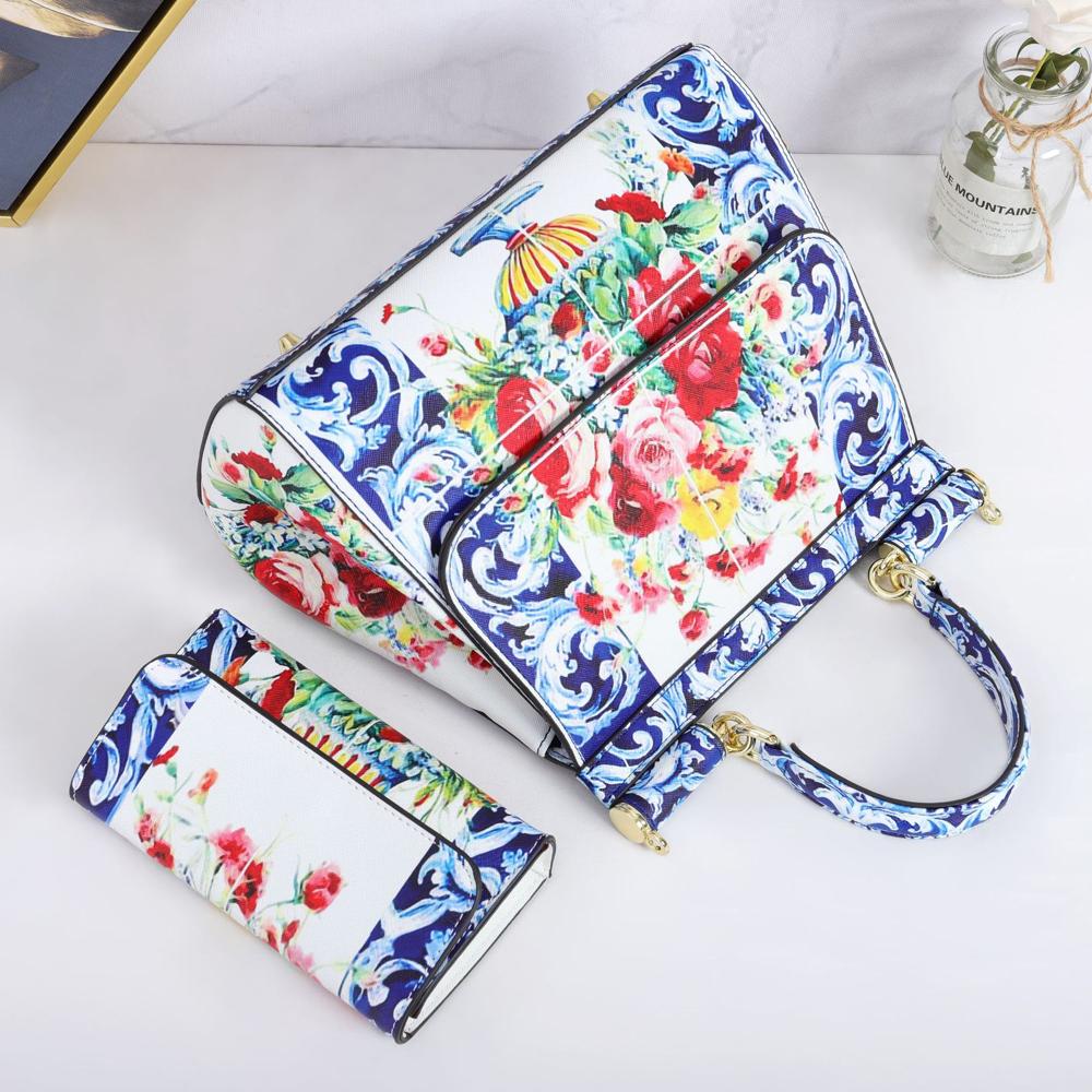 Women Bags Leather Vintage Painting Art Purse Handbags Girl Shoulder Bag Cross Body Messenger Bag Female Totes Braccialini Style