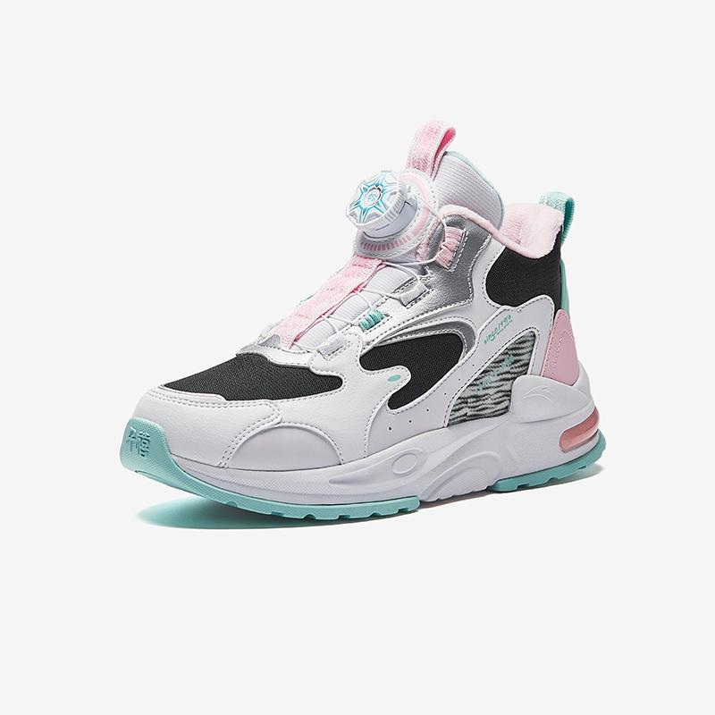 Anta Kids Fabric Versatile Non-Slip Wear-Resistant Cotton Shoes Kids Shoes Black White Pink 322446919-1