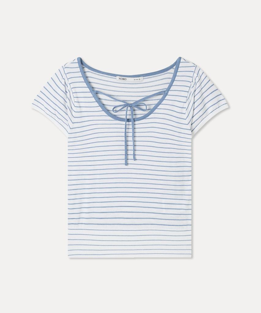 MIXXO Back Ribbon Point Short Sleeve Knit_Miwkag623T