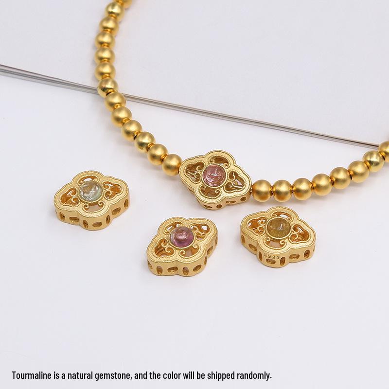 

S925 Silver Tourmaline Gold Spacer Beads DIY Retro Pattern Beading Pack
