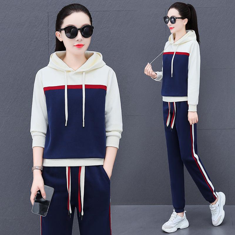 Trendy Women's Two-Piece Casual Suit: Spring/Autumn Hoodie & Long Pants Set
