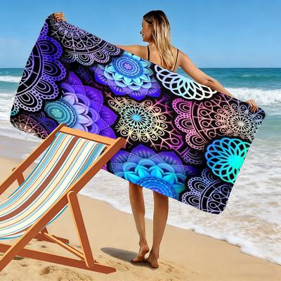 Bohemian Mixed Colors 2D Flat Print Beach Towel, Large Soft Quick Dry Towel for Beach Camping Swimming.MSTJ0918131