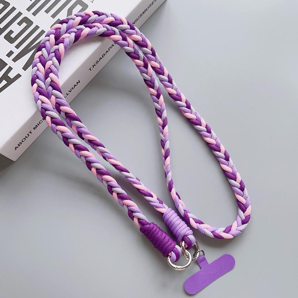 Stylish Braided Crossbody Lanyard: Adjustable, Four-Strand, Color-Block, Anti-Drop Phone Chain