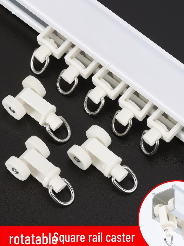 Curtain Track Accessories: Pulley Wheel, Straight & Curved Track Rollers, Buckle Rings, Guide Rails.