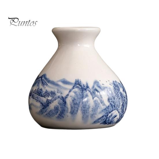 Miniature Flower Pot for Succulents Small Blue and White Porcelains Vase, Mini Chinoiserie Bud Vintage Ceramic Decorative Desktop Planter Oriental