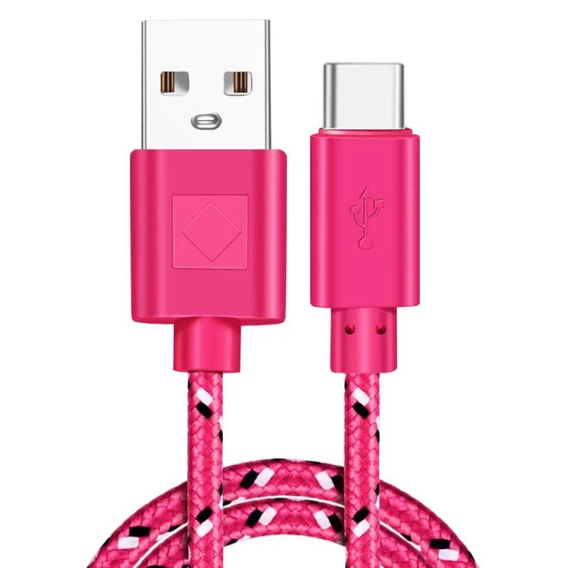 1M/2M/3M Nylon Woven Type-C Data Cable 3A Fast Charging USB-A Cord Charger For Samsung Xiaomi Huawei Phone Charger Wire