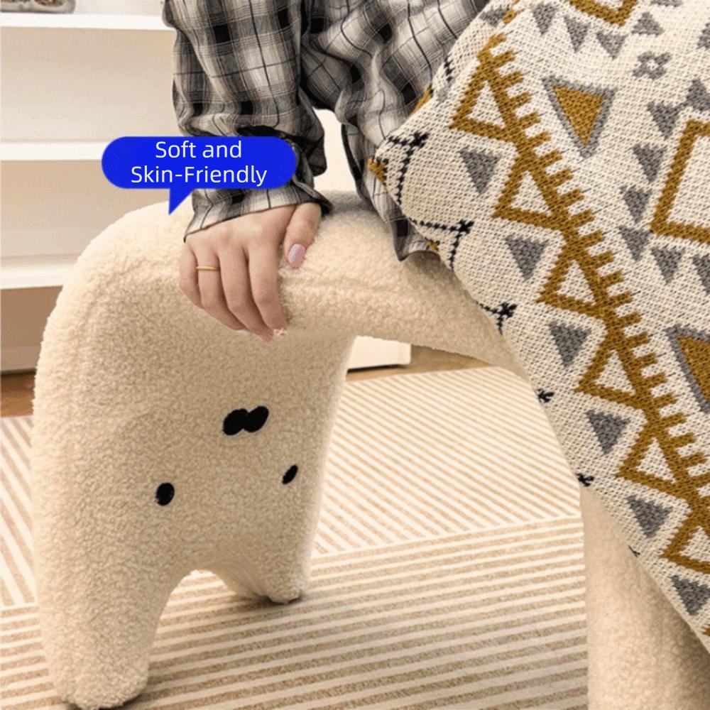 Armless Dressing Chair Plush Shoe Changing Stool Cream Style Makeup Stool  Makeup Room