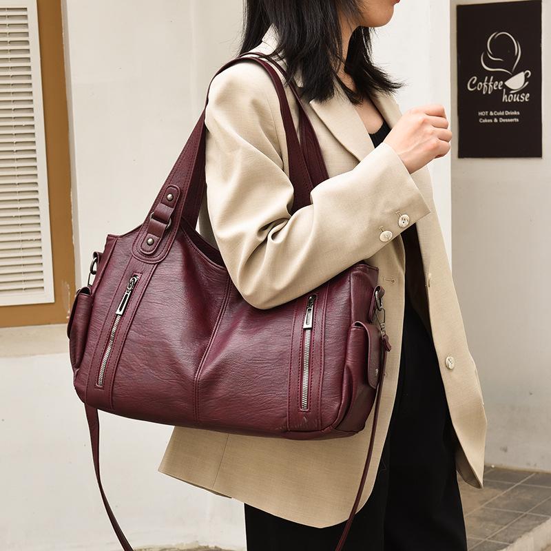 Women's Large Capacity Retro Tote and Crossbody Bag 2025 - Versatile, Textured, Single Shoulder Handbag