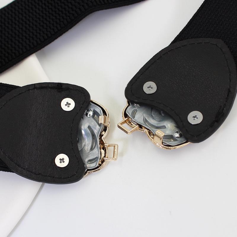 Korean Style Floral Buckle Elastic Belt for Women - Elegant Waist Accessory for Dresses (4cm)