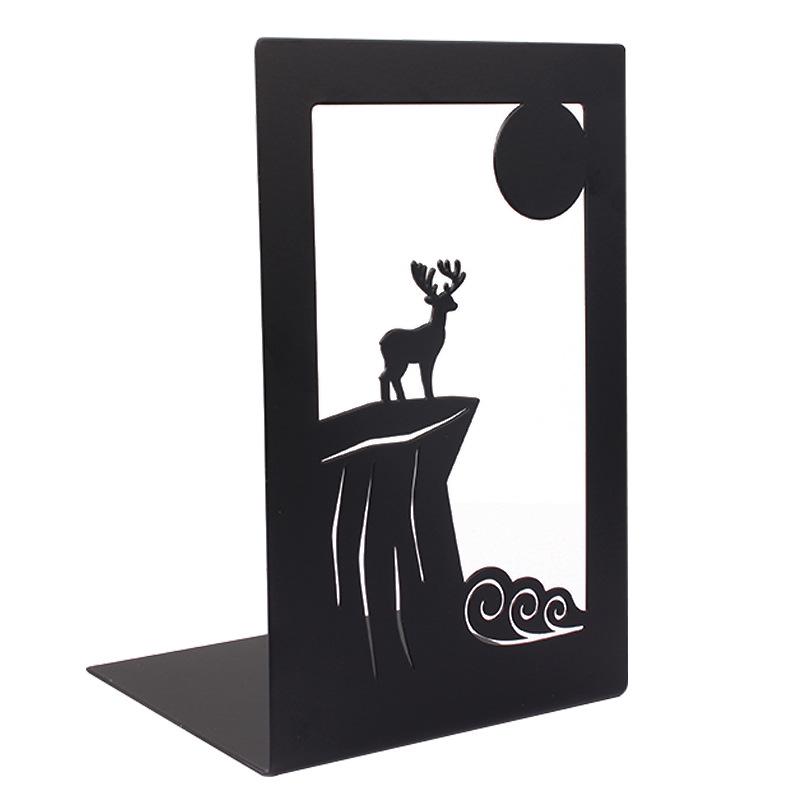 Creative Wrought Iron Metal Book Storage Rack and Personalized Hollowed-Out Bookends