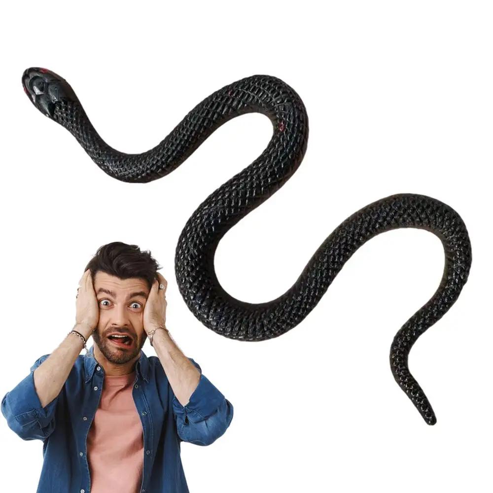 Mini Black Snake Soft Rubber Snake Toy Novelty Realistic Fake Scary Halloween April Fools' Day Party Funny Prank Props