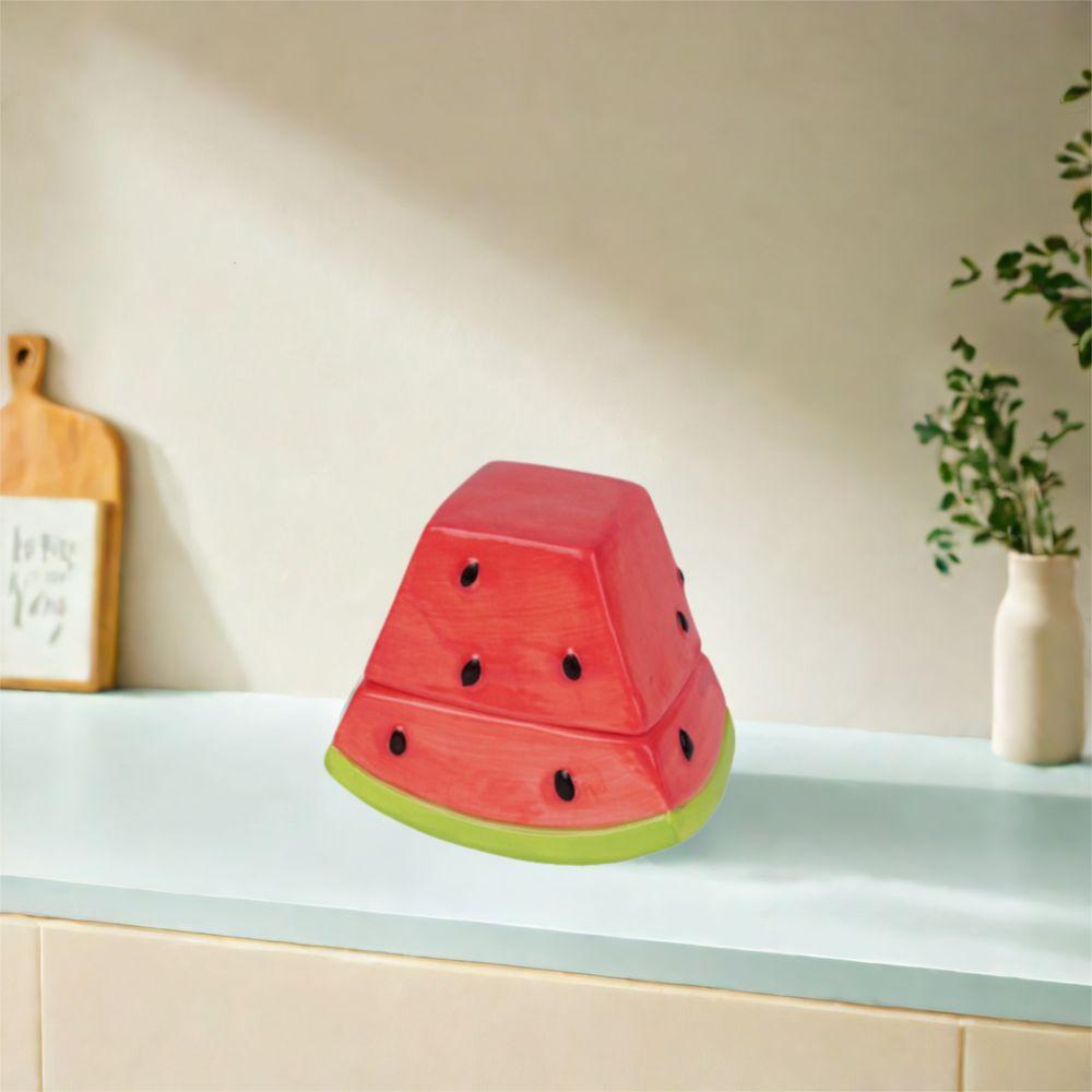 Decorative Watermelon Toothpick Box Creative Cotton Swab Box Ceramic Toothpick Jar  Office Desk