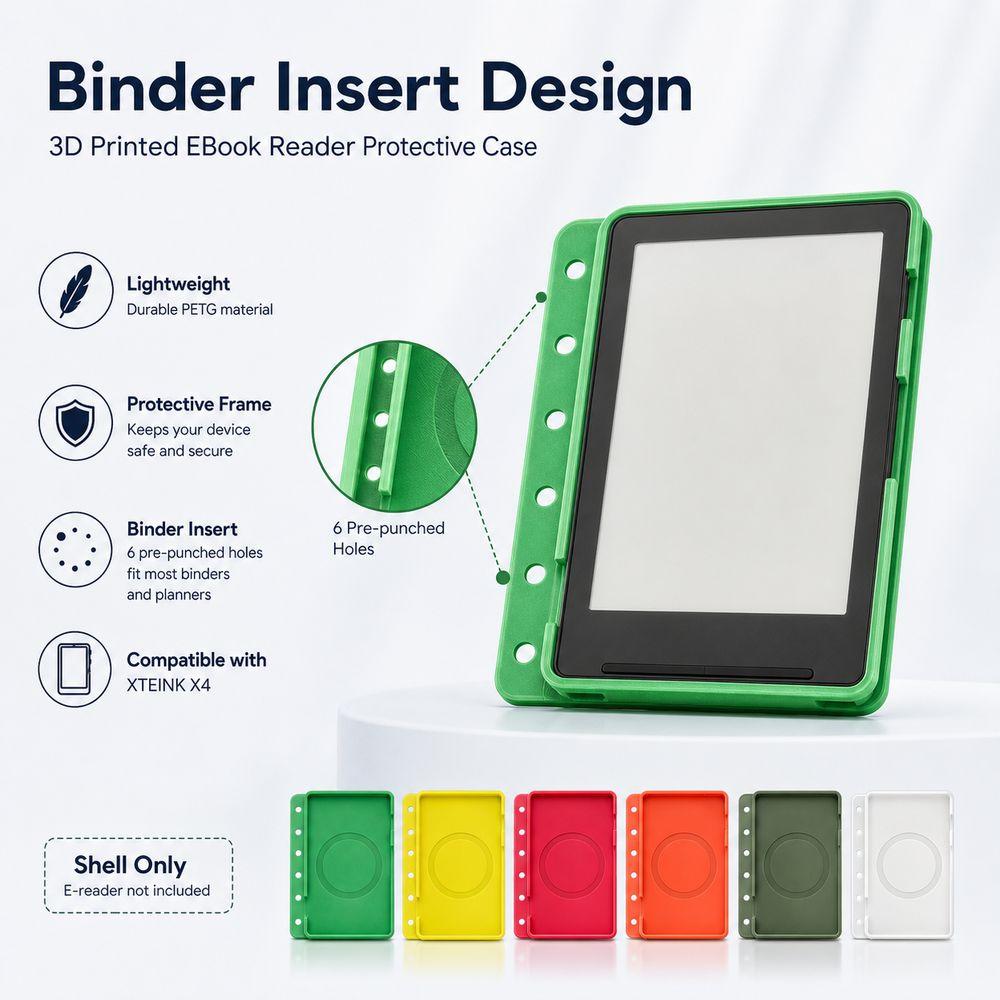 3D Printed Protective Case Anti-Drop Collision Magnetic Shell Case for XTEINK X4 For E-Book Reader