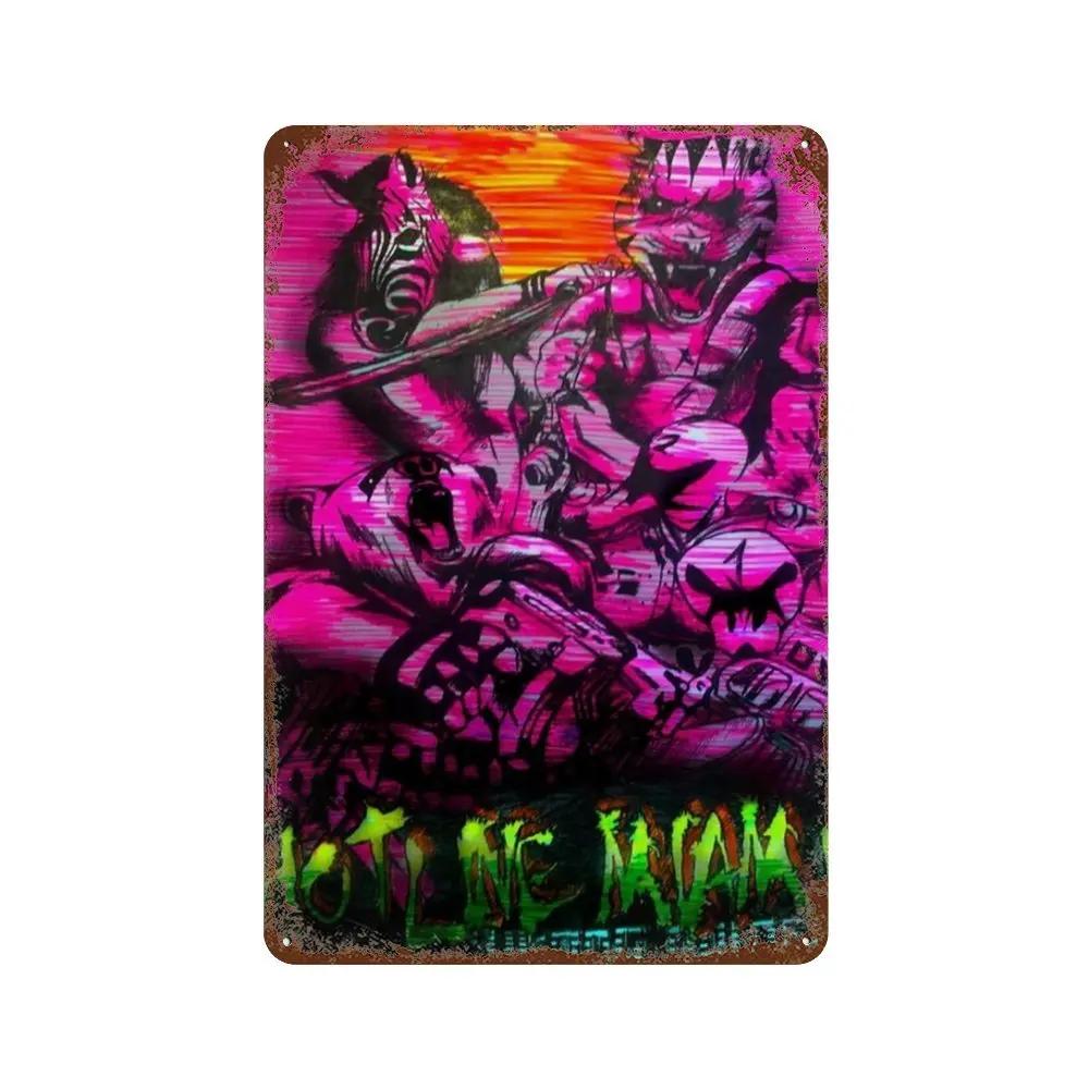 Poster Hotline Miami Hot Classic Adventure Game Posters e Placa de Metal Sinal de Lata Arte de Parede Placa Decoração Man Cave Decoração de Casa estúdio