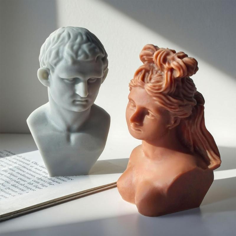 Silicone Mould for Candle Making European Davids Busts Designs Reusable Crafting Aromatherapys Plasters Diffuser Holders