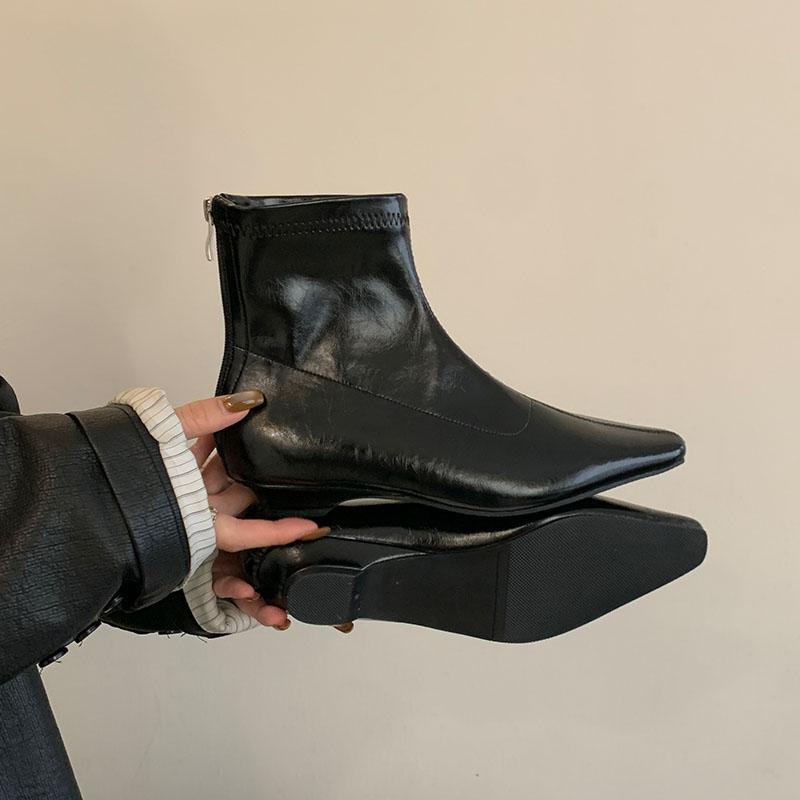 Mode Mode Ballerinas Damen Stiefeletten Schuhe Spitzschuh Damen Ballerinas Stretch Kurze Stiefel Schuhe Damen Reißverschlüsse Schuhe