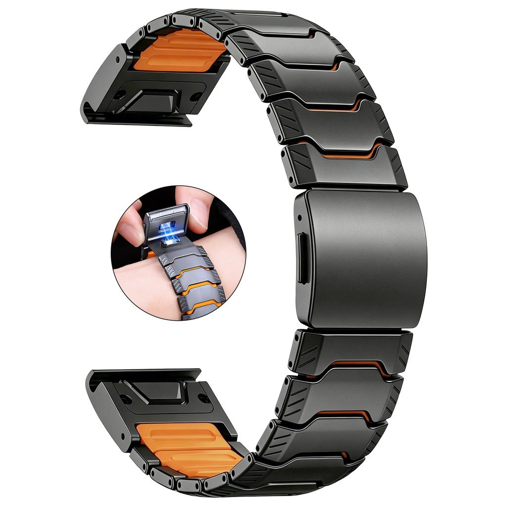 Cinturino QuickFit in Titanio + Silicone da 22/26 mm per Garmin Fenix 8 47/51 mm E 7 7X Pro 6 6X Cinturini per Tactix 8 Enduro 3 Braccialetto