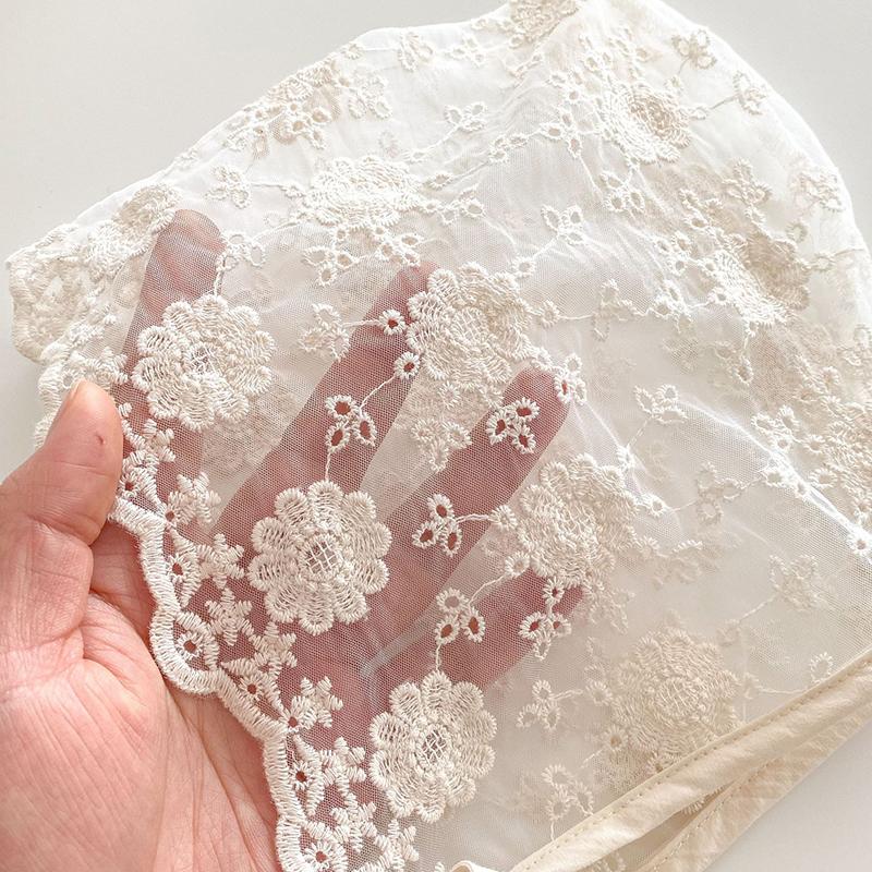 Lace Flower Baby Hat Embroidered Floral Ruffle Princess Bonnet Newborn Photography Props Sweet Infant Girls Mesh Sun Cap