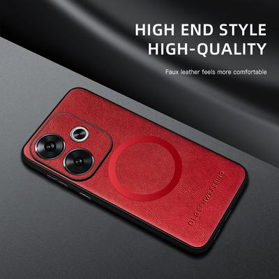 For POCO F6 F6 Pro PU Leather Magnetic Ring Soft Edge Anti-Drop Anti-Fingerprint Phone Case