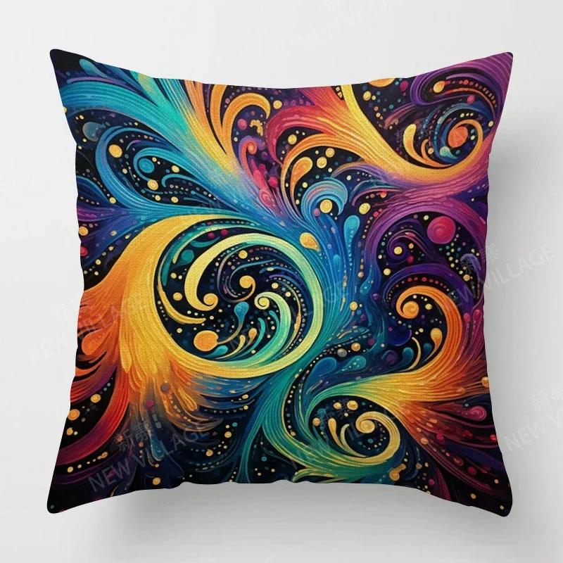 Paint Several Patterns Throw Pillow Cover With Short Plush Print For Living Room Sofa Decoration Cushion Cover Pillow Covers