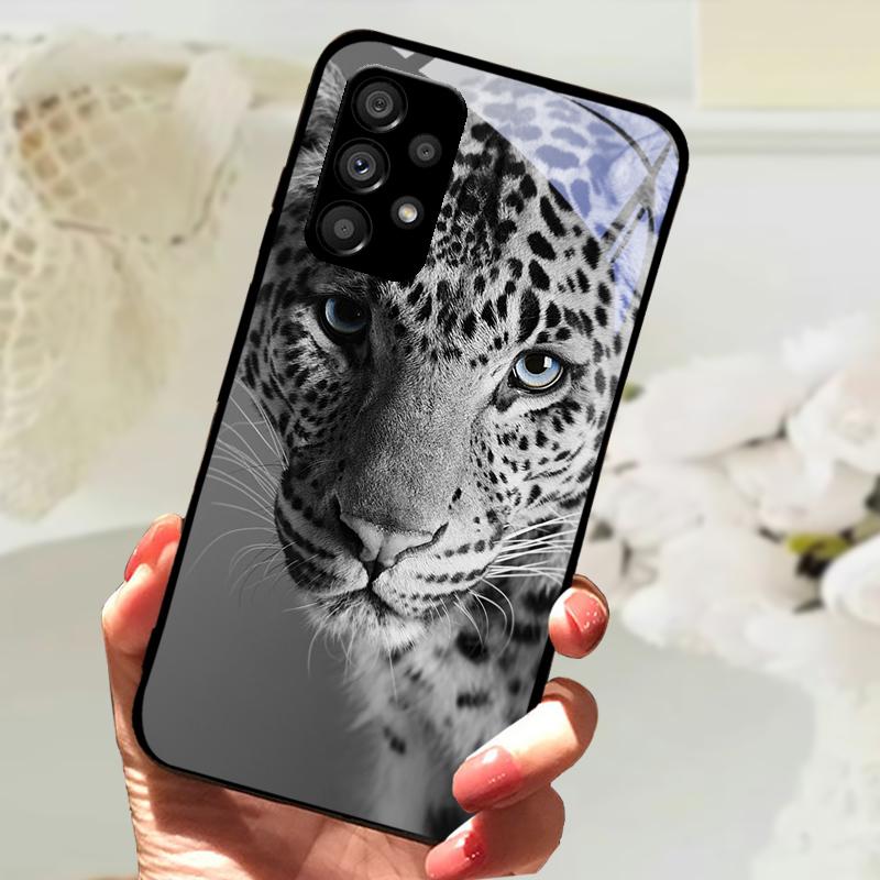 Glass Case For Samsung A13 A23 4G 5G Cartoon Tempered Glass Phone Cover For Galaxy A33 A53 A73 5G Hard PC Glass Protector Cases