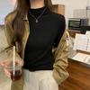 Autumn Basic Long Sleeve Slim Fit Casual T-shirt for Women Fashion Solid Simple Winter Ladies T Shirt Elegant Half High Collar Woman Tee Tops 25666